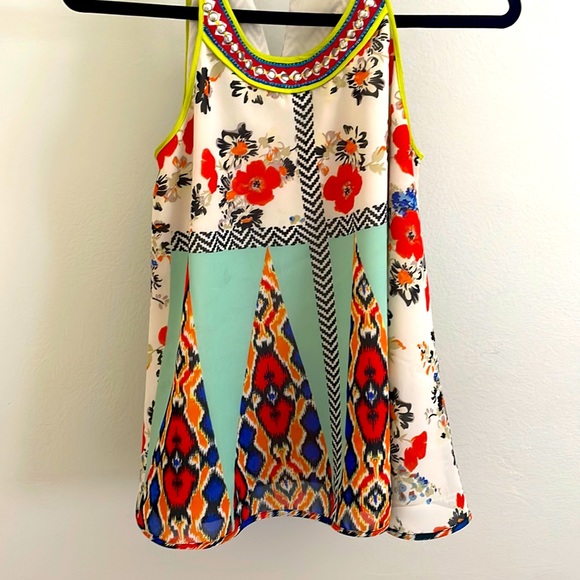 VINEET BAHL mixed print sleeveless top - Picture 1 of 4